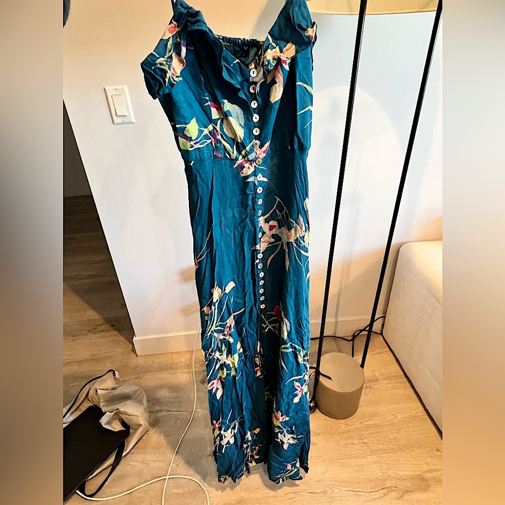 Anthropologie dress size two. Blue with flowers. Beautifully shape!